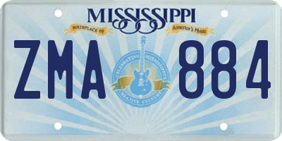 MS license plate ZMA884