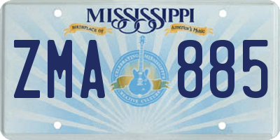 MS license plate ZMA885