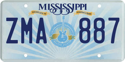 MS license plate ZMA887