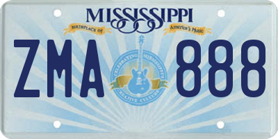 MS license plate ZMA888