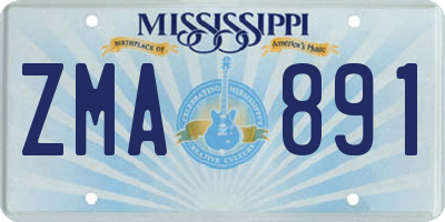 MS license plate ZMA891