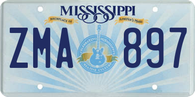 MS license plate ZMA897