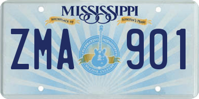 MS license plate ZMA901