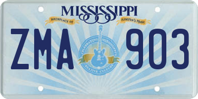 MS license plate ZMA903
