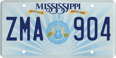 MS license plate ZMA904