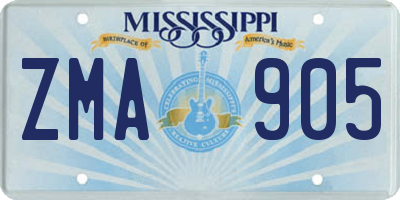 MS license plate ZMA905