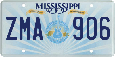 MS license plate ZMA906