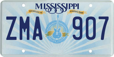 MS license plate ZMA907