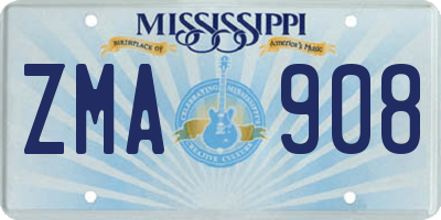 MS license plate ZMA908