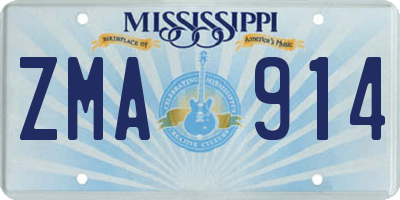 MS license plate ZMA914