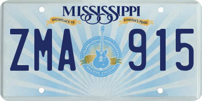 MS license plate ZMA915