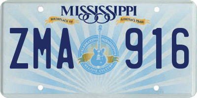 MS license plate ZMA916
