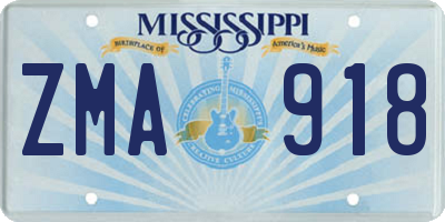 MS license plate ZMA918
