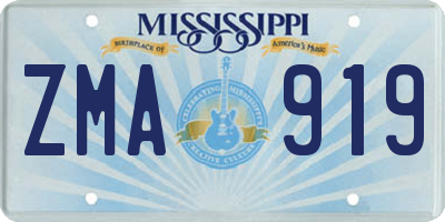 MS license plate ZMA919