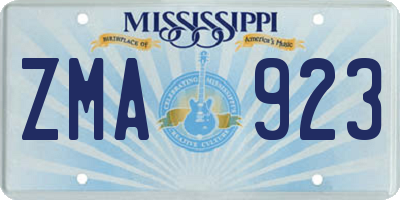 MS license plate ZMA923