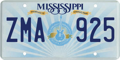 MS license plate ZMA925