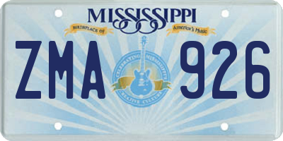 MS license plate ZMA926