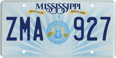 MS license plate ZMA927