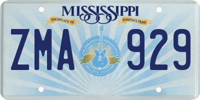 MS license plate ZMA929