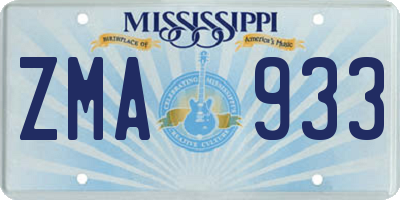 MS license plate ZMA933