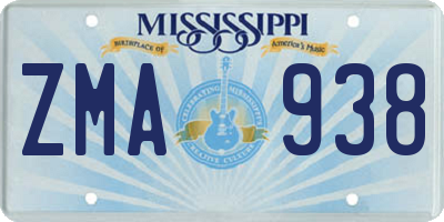 MS license plate ZMA938