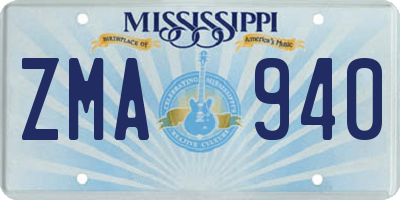 MS license plate ZMA940