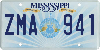 MS license plate ZMA941