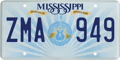 MS license plate ZMA949