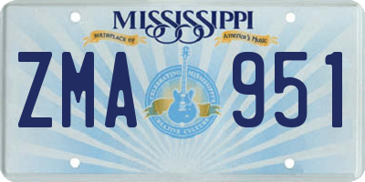 MS license plate ZMA951