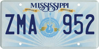 MS license plate ZMA952