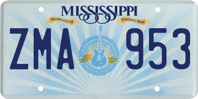 MS license plate ZMA953