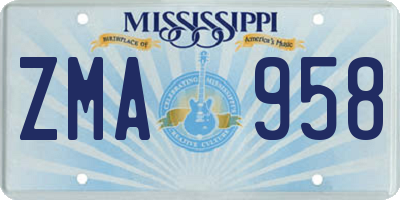 MS license plate ZMA958