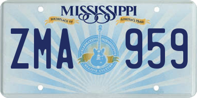 MS license plate ZMA959
