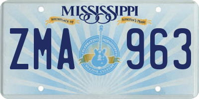 MS license plate ZMA963