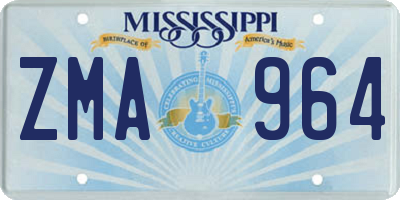 MS license plate ZMA964