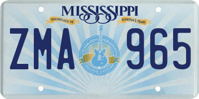 MS license plate ZMA965