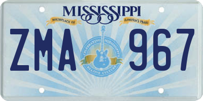 MS license plate ZMA967