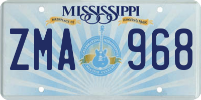 MS license plate ZMA968