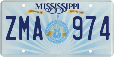 MS license plate ZMA974
