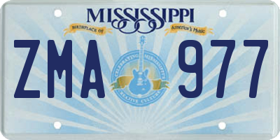 MS license plate ZMA977