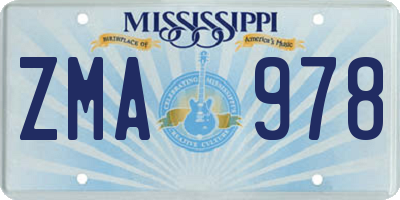 MS license plate ZMA978