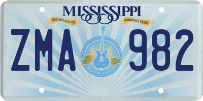 MS license plate ZMA982