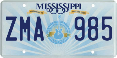 MS license plate ZMA985