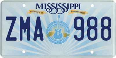 MS license plate ZMA988