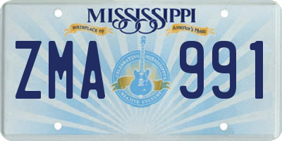 MS license plate ZMA991