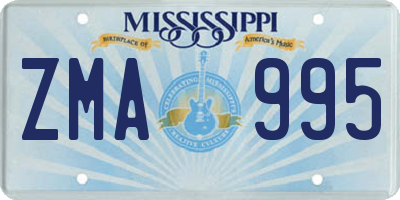 MS license plate ZMA995