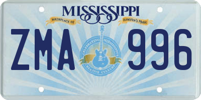MS license plate ZMA996
