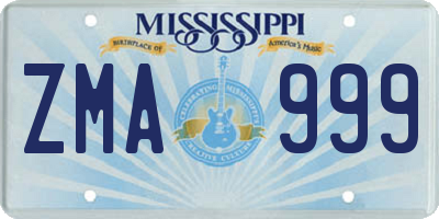 MS license plate ZMA999