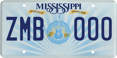 MS license plate ZMB000