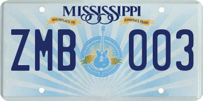 MS license plate ZMB003